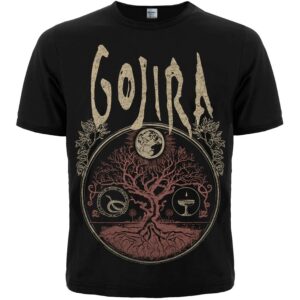 Черна метъл тениска на Gojira с щампа на Дървото на живота от албума The Link