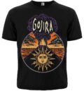 Черна метъл тениска Gojira Magma с илюстрация на вулкан и слънце
