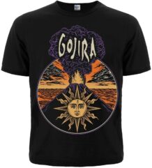 Черна метъл тениска Gojira Magma с илюстрация на вулкан и слънце
