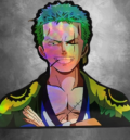 Zoro ONE PIECE стикер с холограмен ефект