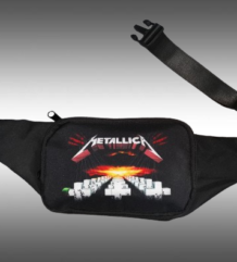 Текстилна черна чанта за кръста Metallica с графика Master of Puppets и черна катарама