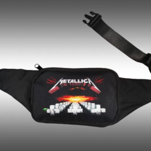 Текстилна черна чанта за кръста Metallica с графика Master of Puppets и черна катарама