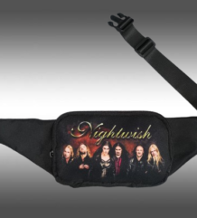 Текстилна черна чанта за кръста Nightwish с цветен групов портрет и регулируема каишка