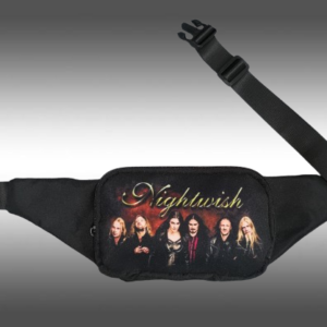 Текстилна черна чанта за кръста Nightwish с цветен групов портрет и регулируема каишка