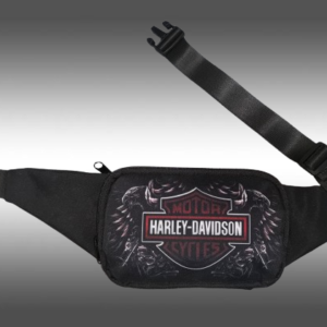 Черна чанта за кръста Harley-Davidson с детайлен графичен принт и лого