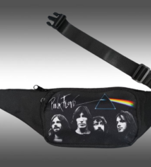 Текстилна черна чанта за кръста Pink Floyd с призма и портрети на групата