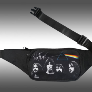 Текстилна черна чанта за кръста Pink Floyd с призма и портрети на групата