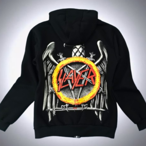 Гръб на черен метъл суичер с цип Slayer с масивна щампа орел и пентаграм