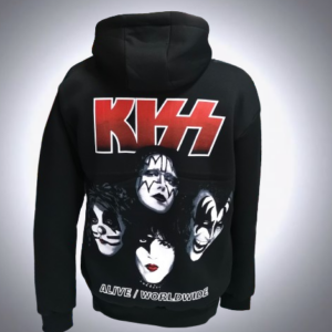 Черен суичер с цип KISS Alive Worldwide - Hover Image