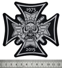 Рокерска нашивка за елек Motorhead с железен кръст и години 1975-2015