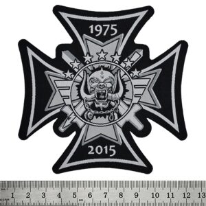 Рокерска нашивка за елек Motorhead с железен кръст и години 1975-2015