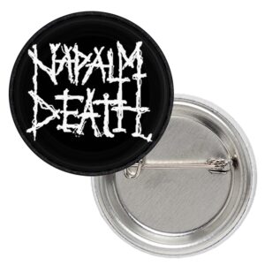 Значка на Napalm Death с бяло лого надпис