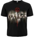 Лице на черна метъл тениска Rammstein Zeit с членовете на бандата и червено лого