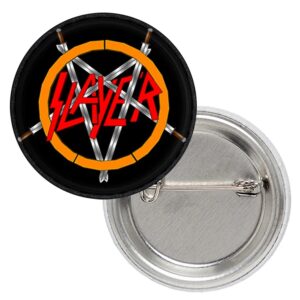 Значка на Slayer с меч пентаграм и надпис