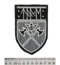 Метъл нашивка Taake Shield Logo с бяла бродерия на руни и шлем