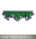 Метъл нашивка Testament Logo със зелена бродерия и бял контур