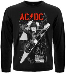 Предна част на черна тениска AC/DC Power Up дълъг ръкав с Ангъс Йънг