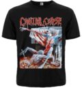 Предна част на черна метъл тениска на Cannibal Corpse с обложката на Tomb of the Mutilated