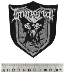 Метъл нашивка Immortal Northern Chaos Gods с бяла бродерия на щит и маска