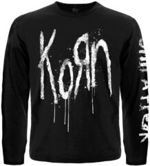 Черна мъжка тениска с дълъг ръкав Korn с бяло лого и надпис Still a Freak на ръкава