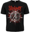 Черна метъл тениска Slipknot с деветлъчна звезда и сребристо лого S