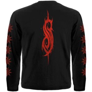 Памучна тениска с дълъг ръкав Slipknot с червено лого и символи по ръкавите - Hover Image
