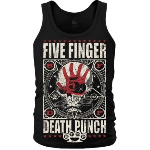 Мъжки памучен потник Five Finger Death Punch с череп и боксер, преден изглед