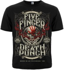 Лице на черна метъл тениска Five Finger Death Punch с череп и надписи 100% Pure