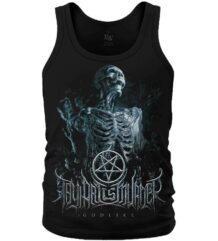 Мъжки потник Thy Art Is Murder Godlike предна щампа със зловещ скелет и пентаграм на черен фон