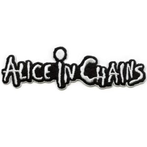 Бродирана черно-бяла нашивка на Alice In Chains с логото на групата
