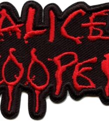 Малка бродирана рок нашивка на Alice Cooper с червено лого на черен фон