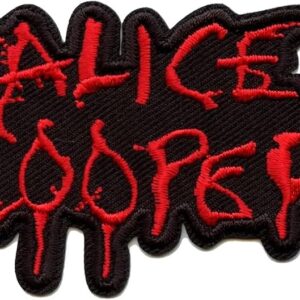 Малка бродирана рок нашивка на Alice Cooper с червено лого на черен фон