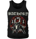 Мъжки черен памучен потник Bathory с пентаграм и козел, преден изглед
