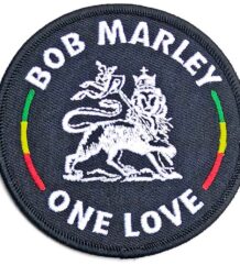 Кръгла нашивка Bob Marley с ямайския лъв и надпис One Love