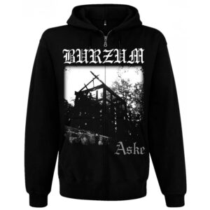 Метъл суичер с цип Burzum Aske предна част с лого и щампа на изгоряла църква