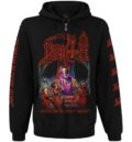 Предна част на черен суичер с цип Death Scream Bloody Gore с червено лого и обложка на албума