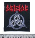 Метъл нашивка Deicide Logo с червена бродерия и сиви пентаграми