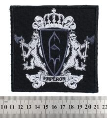 Метъл нашивка Emperor Logo с бродерия на лъвове и корона върху черен фон