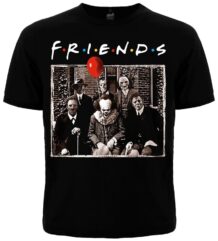 Черна мъжка тениска с щампа Horror Friends и злодеи от филми на ужасите