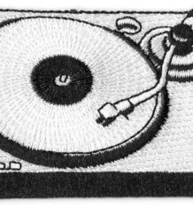Малка бродирана рок нашивка с грамофон и плейър за DJ