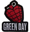 Бродирана пънк нашивка Green Day с червено сърце граната
