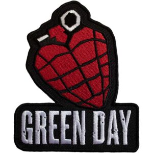 Бродирана пънк нашивка Green Day с червено сърце граната