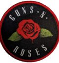 Кръгла рок нашивка на Guns N' Roses с червена роза и надпис