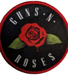 Кръгла рок нашивка на Guns N' Roses с червена роза и надпис