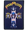 Правоъгълна рок нашивка на Guns N' Roses с кръст и черепите на групата
