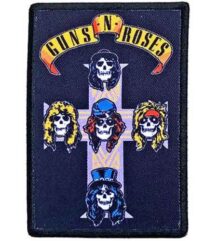 Правоъгълна рок нашивка на Guns N' Roses с кръст и черепите на групата