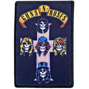 Правоъгълна рок нашивка на Guns N' Roses с кръст и черепите на групата