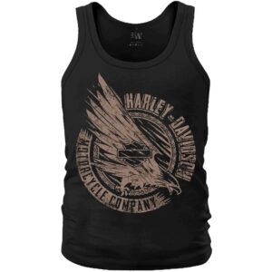 Мъжки памучен потник Harley-Davidson с голяма щампа на орел, преден изглед