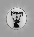 Метална пин значка Manowar в черно и бяло