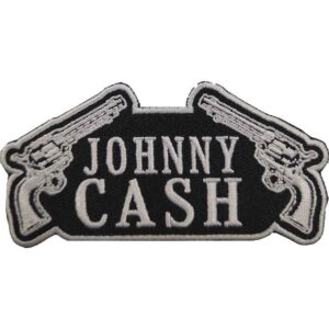 Малка бродирана рок нашивка Johnny Cash с револвери